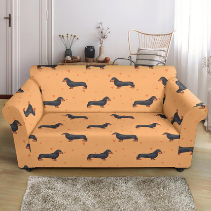 Dachshund Draw Print Pattern Loveseat Slipcover-JTAMIGO.COM