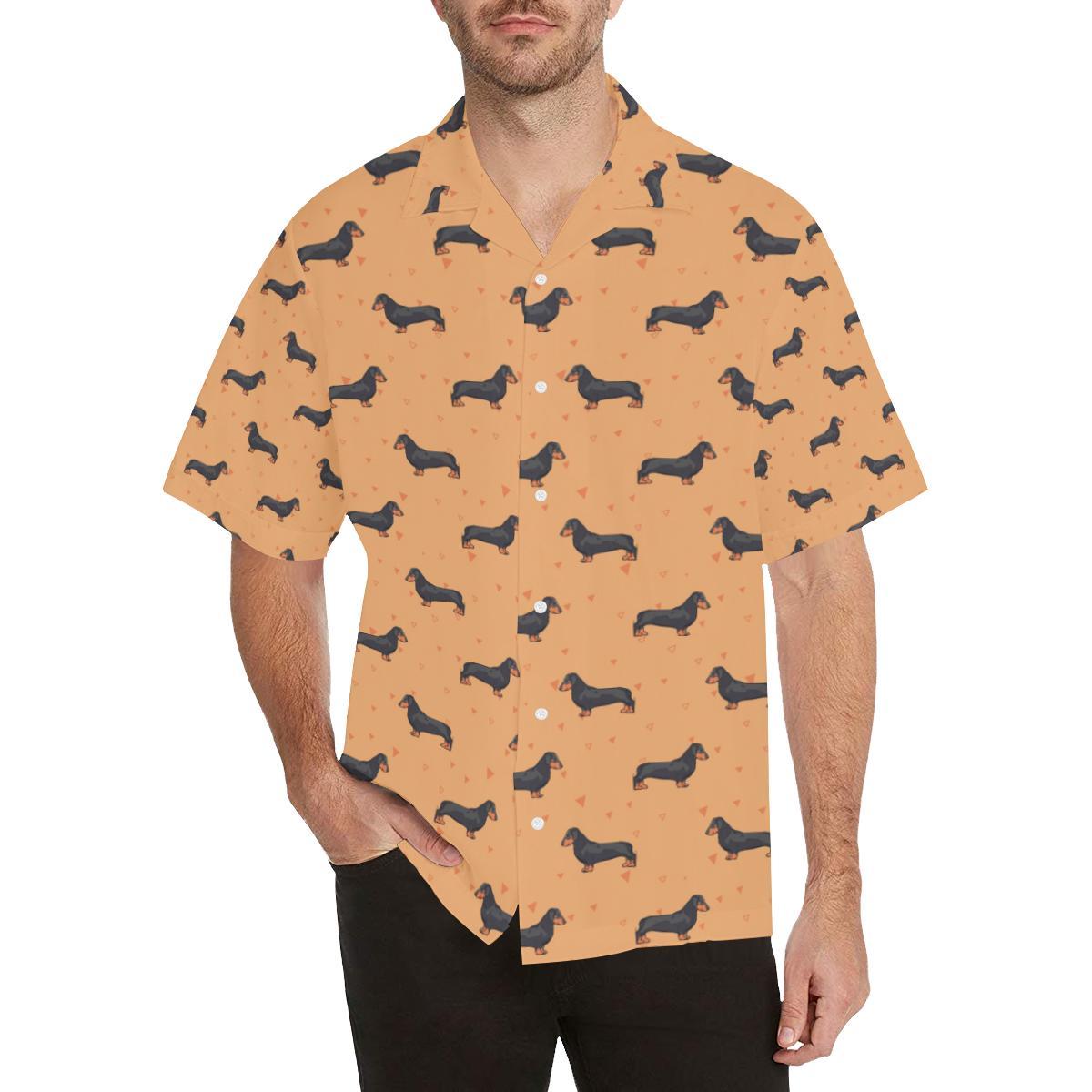 Dachshund Draw Print Pattern Men Aloha Hawaiian Shirt