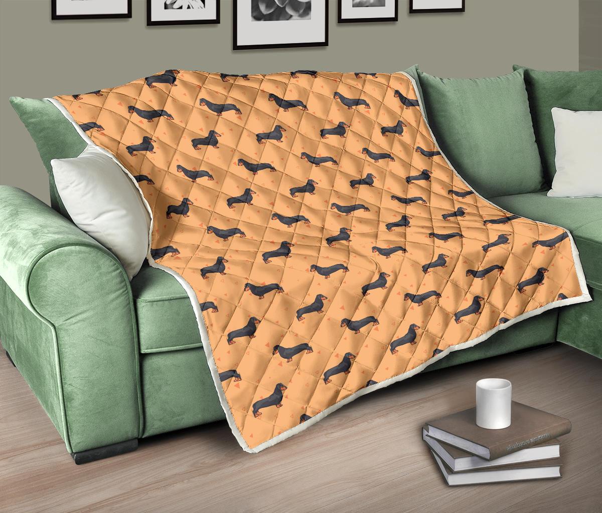 Dachshund Draw Print Pattern Premium Quilt-JTAMIGO.COM