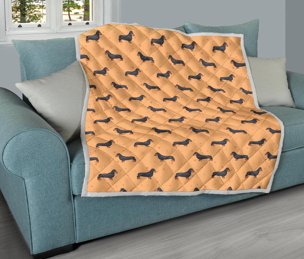 Dachshund Draw Print Pattern Premium Quilt-JTAMIGO.COM