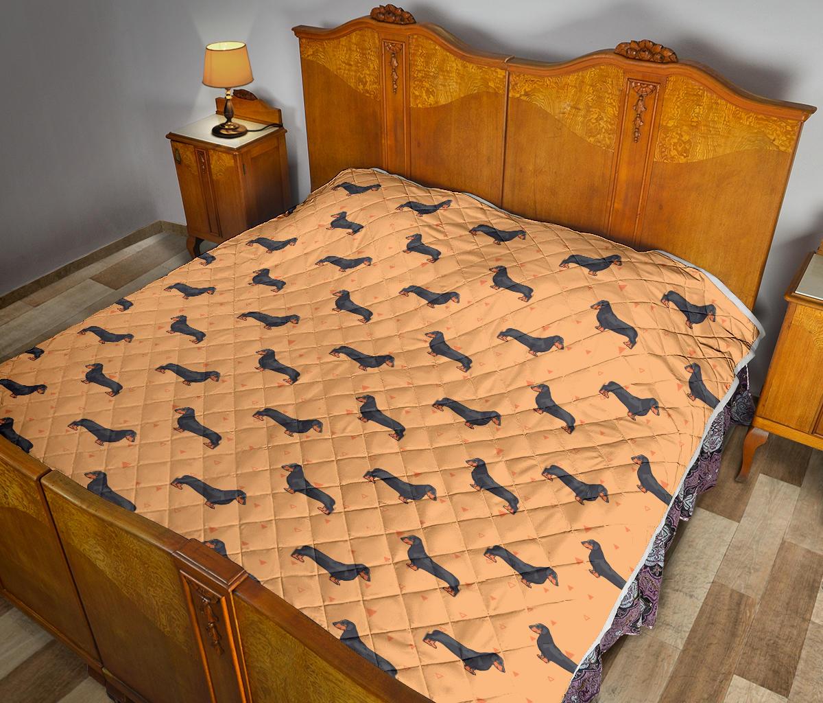 Dachshund Draw Print Pattern Premium Quilt-JTAMIGO.COM