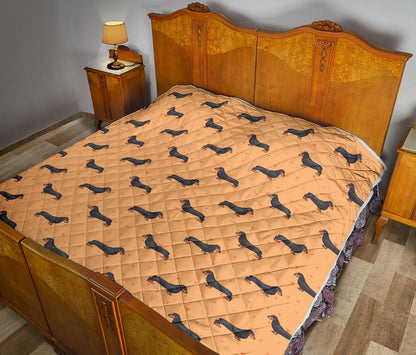 Dachshund Draw Print Pattern Premium Quilt-JTAMIGO.COM