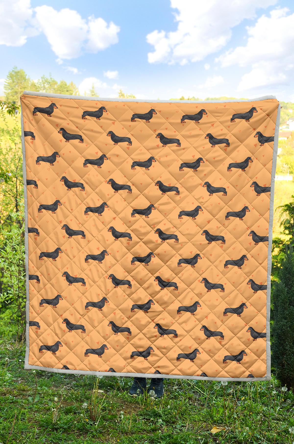Dachshund Draw Print Pattern Premium Quilt-JTAMIGO.COM