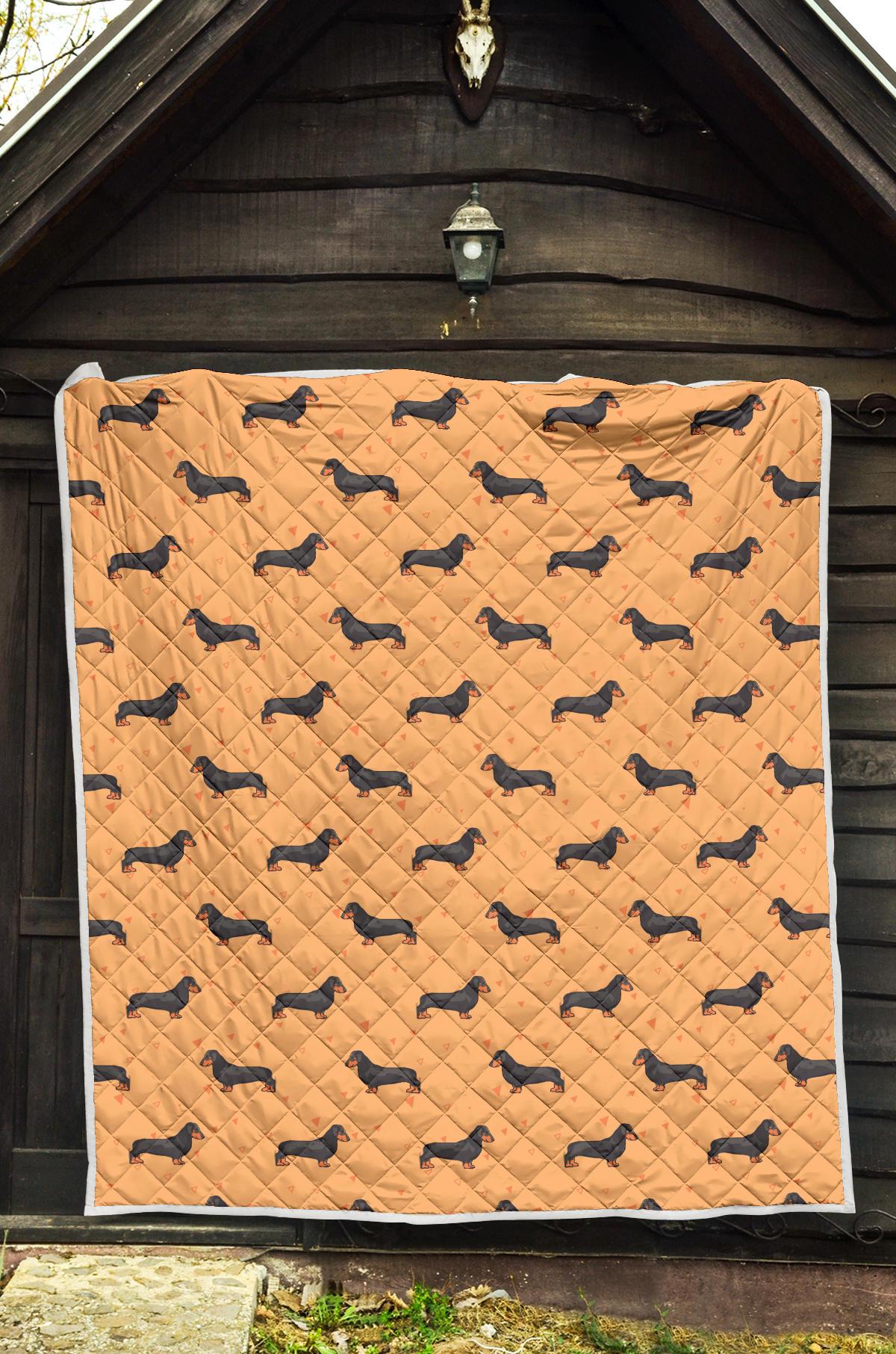 Dachshund Draw Print Pattern Premium Quilt-JTAMIGO.COM