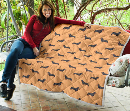 Dachshund Draw Print Pattern Premium Quilt-JTAMIGO.COM