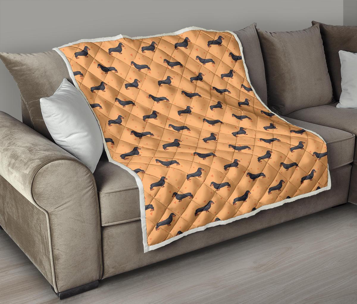 Dachshund Draw Print Pattern Premium Quilt-JTAMIGO.COM