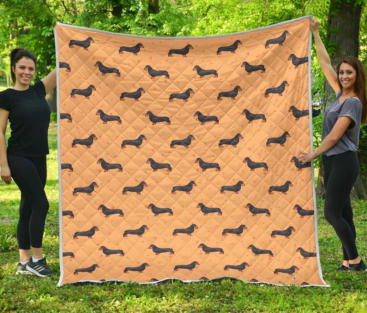Dachshund Draw Print Pattern Premium Quilt-JTAMIGO.COM