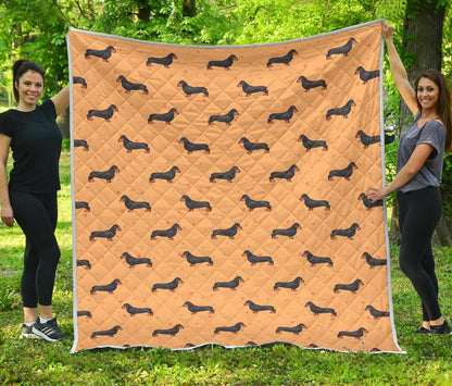 Dachshund Draw Print Pattern Premium Quilt-JTAMIGO.COM