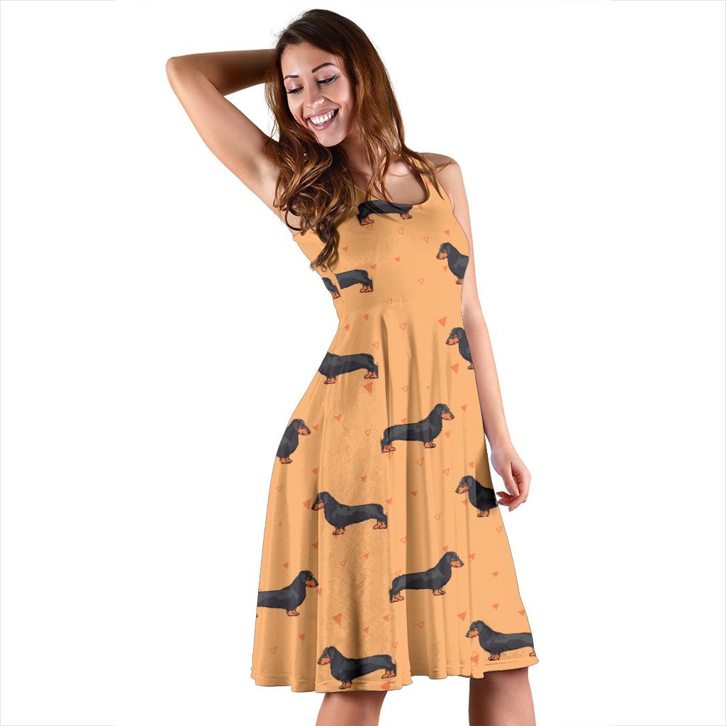 Dachshund Draw Print Pattern Sleeveless Dress