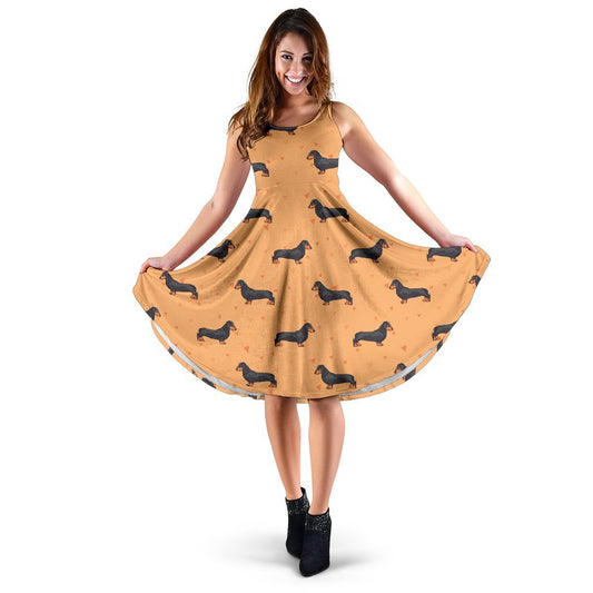 Dachshund Draw Print Pattern Sleeveless Dress