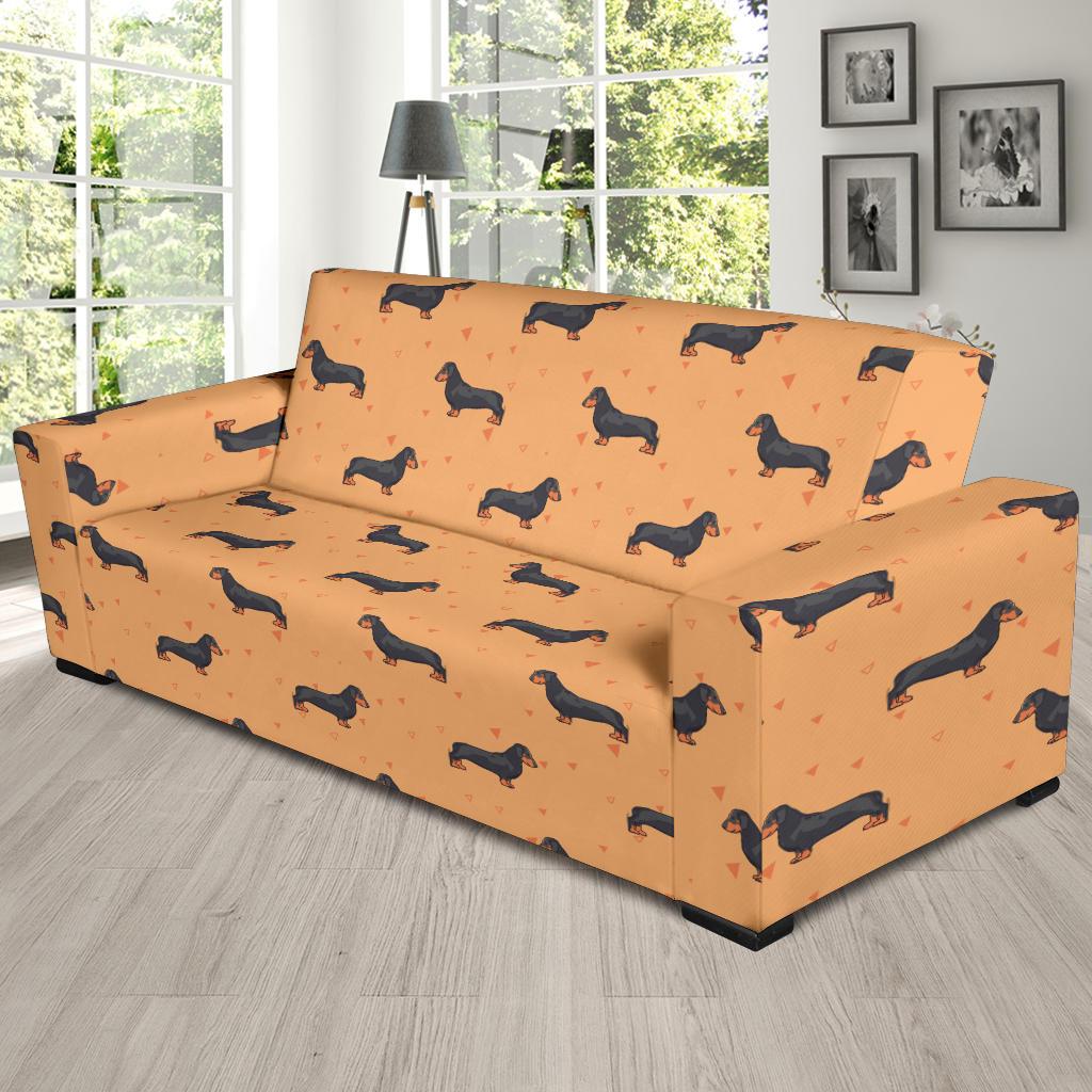 Dachshund Draw Print Pattern Sofa Slipcover-JTAMIGO.COM