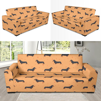 Dachshund Draw Print Pattern Sofa Slipcover-JTAMIGO.COM