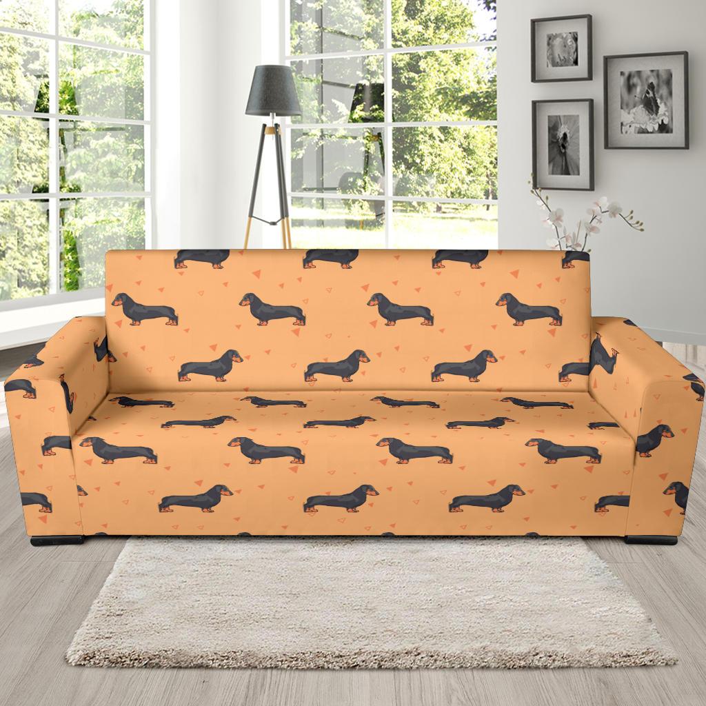 Dachshund Draw Print Pattern Sofa Slipcover-JTAMIGO.COM