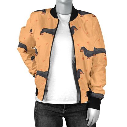 Dachshund Draw Print Pattern Women Casual Bomber Jacket