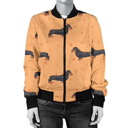 Dachshund Draw Print Pattern Women Casual Bomber Jacket