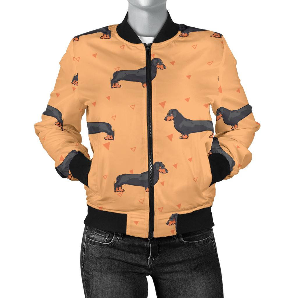 Dachshund Draw Print Pattern Women Casual Bomber Jacket