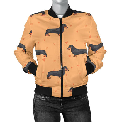 Dachshund Draw Print Pattern Women Casual Bomber Jacket