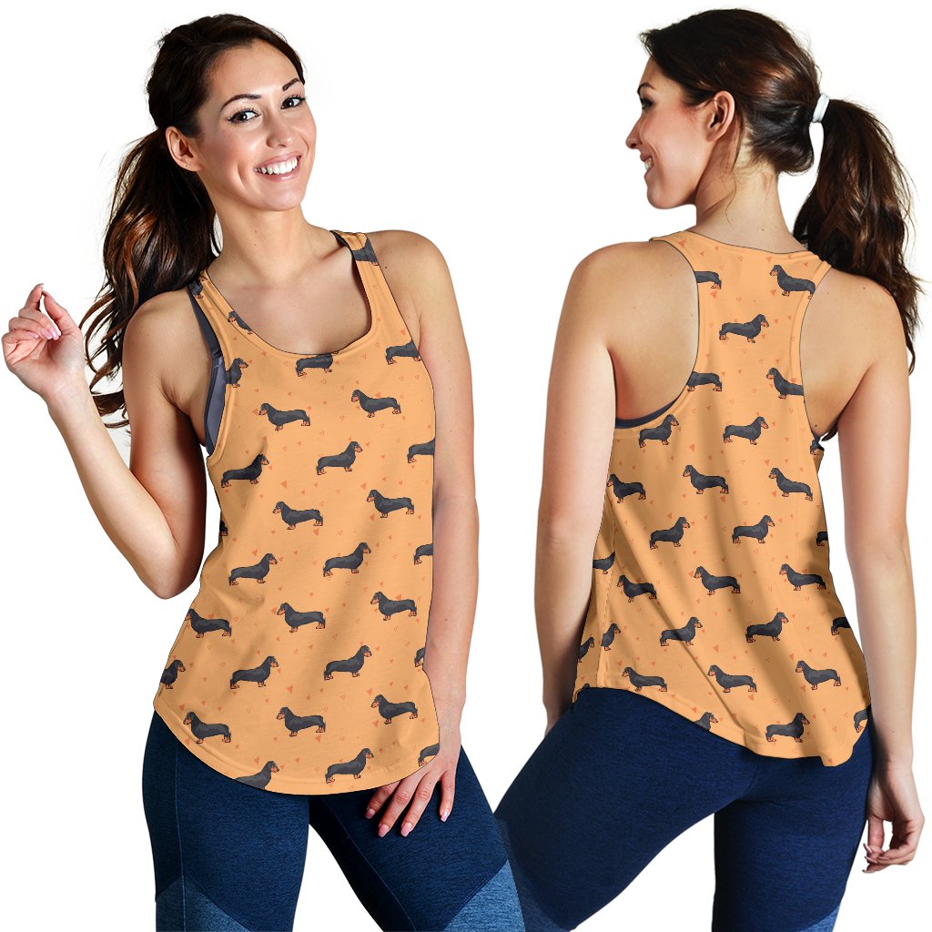 Dachshund Draw Print Pattern Women Racerback Tank Top