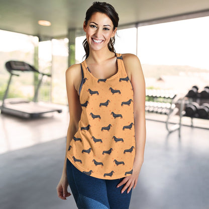 Dachshund Draw Print Pattern Women Racerback Tank Top