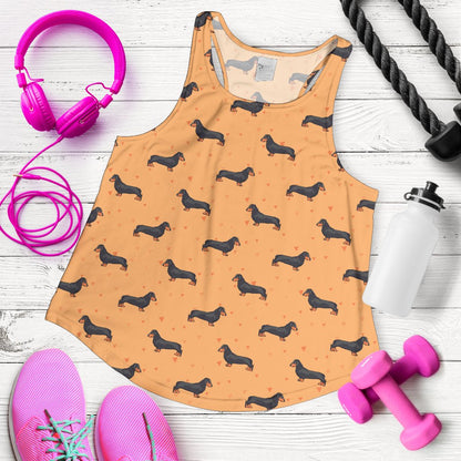 Dachshund Draw Print Pattern Women Racerback Tank Top