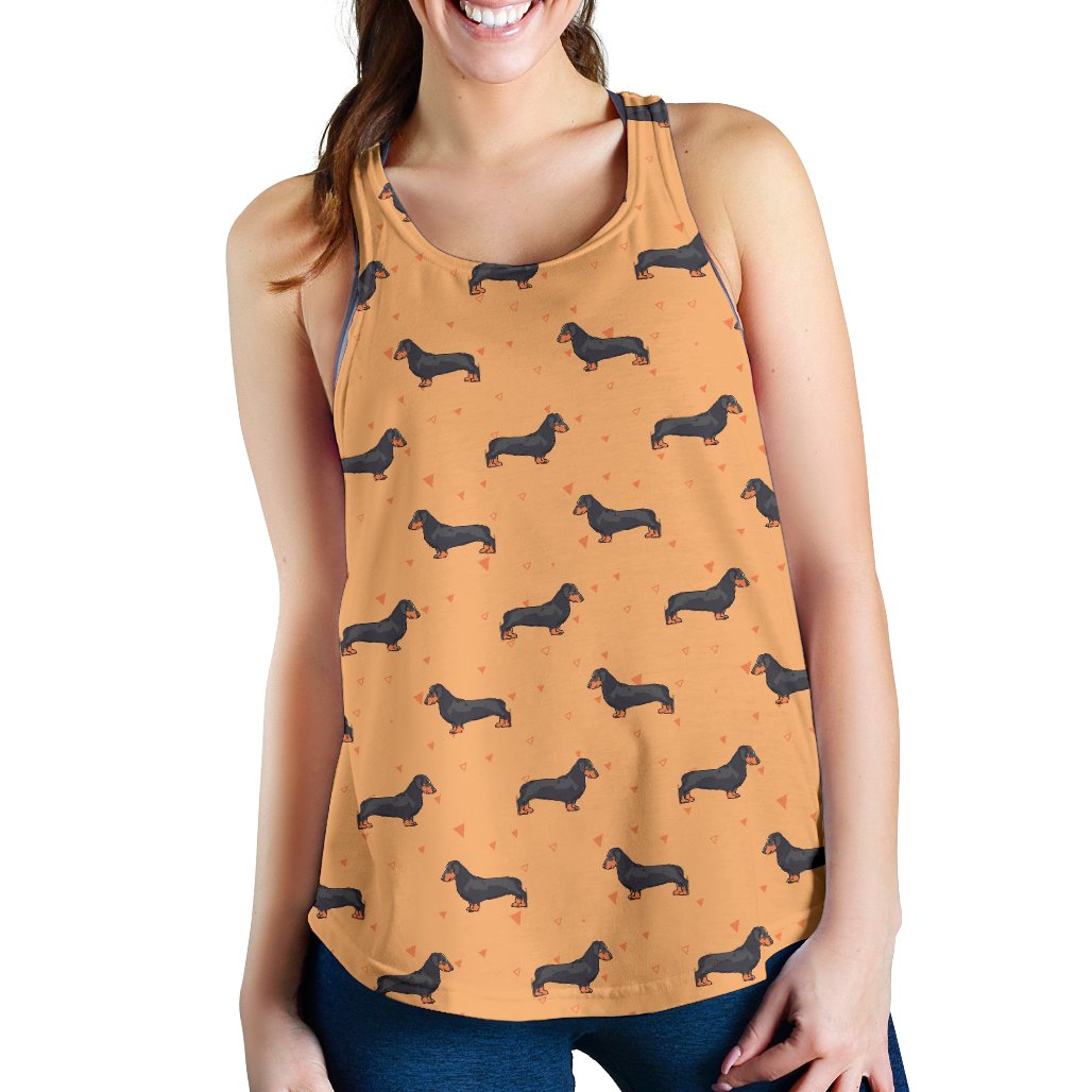 Dachshund Draw Print Pattern Women Racerback Tank Top
