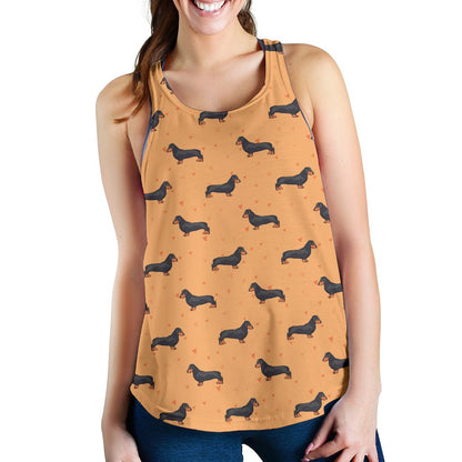Dachshund Draw Print Pattern Women Racerback Tank Top