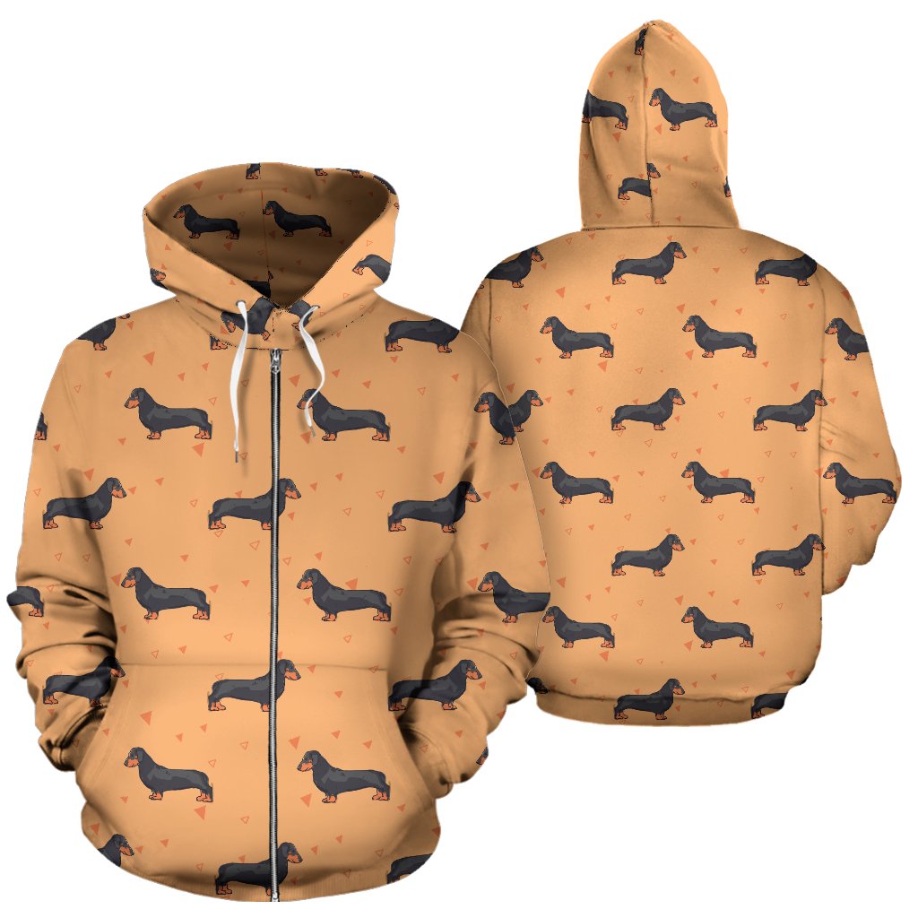 Dachshund Draw Print Pattern Zip Up Hoodie