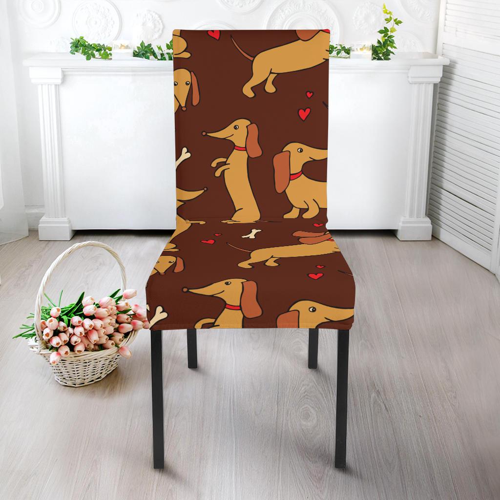 Dachshund Happy Print Pattern Dinning Chair Slipper-JTAMIGO.COM
