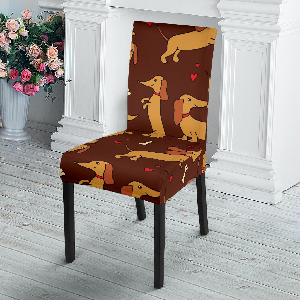 Dachshund Happy Print Pattern Dinning Chair Slipper-JTAMIGO.COM