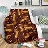 Dachshund Happy Print Pattern Fleece Blanket