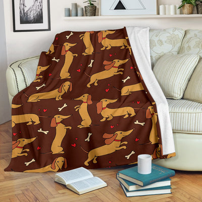 Dachshund Happy Print Pattern Fleece Blanket