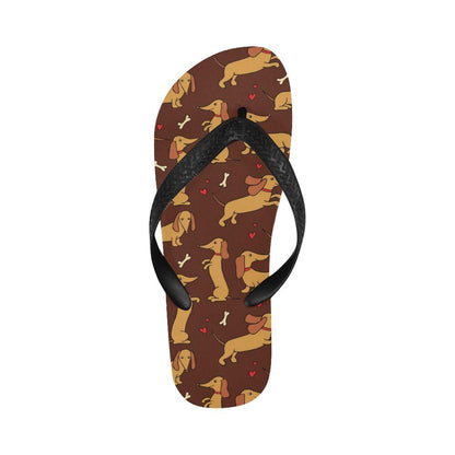 Dachshund Happy Print Pattern Flip Flops-JTAMIGO.COM