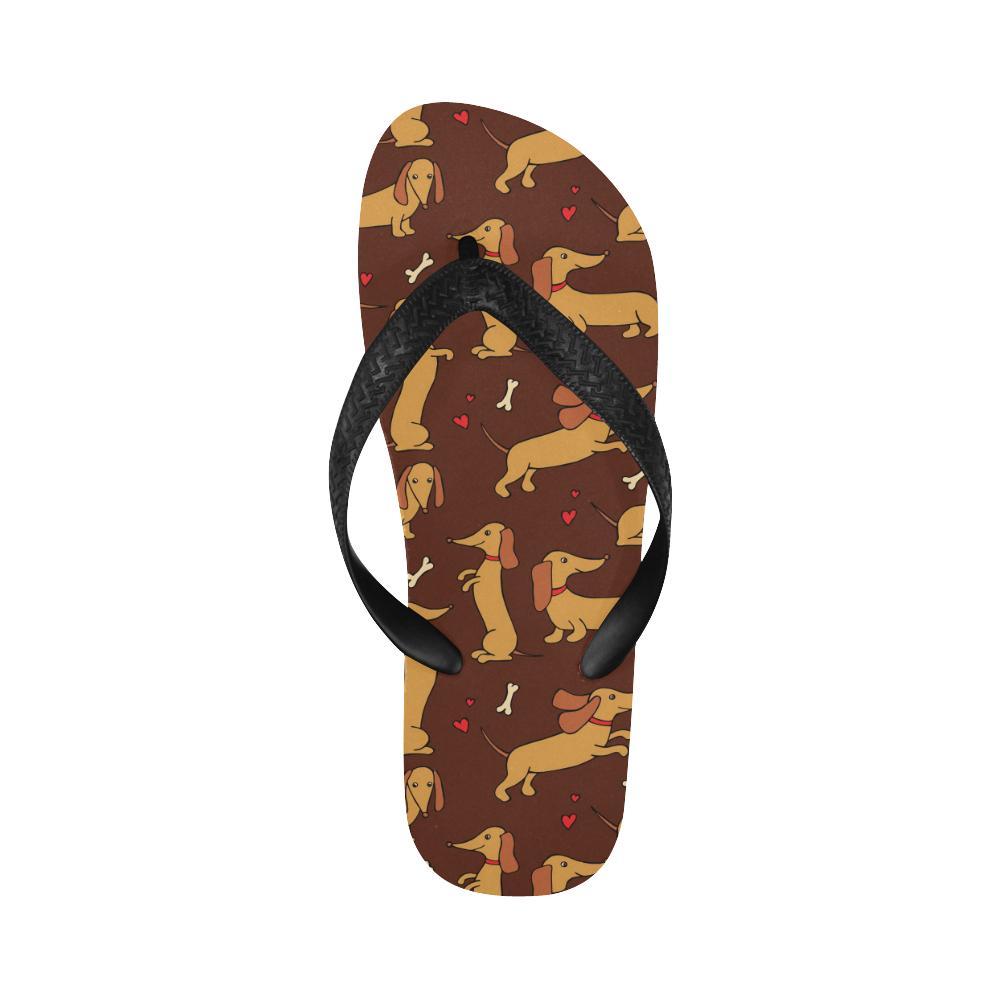 Dachshund Happy Print Pattern Flip Flops-JTAMIGO.COM
