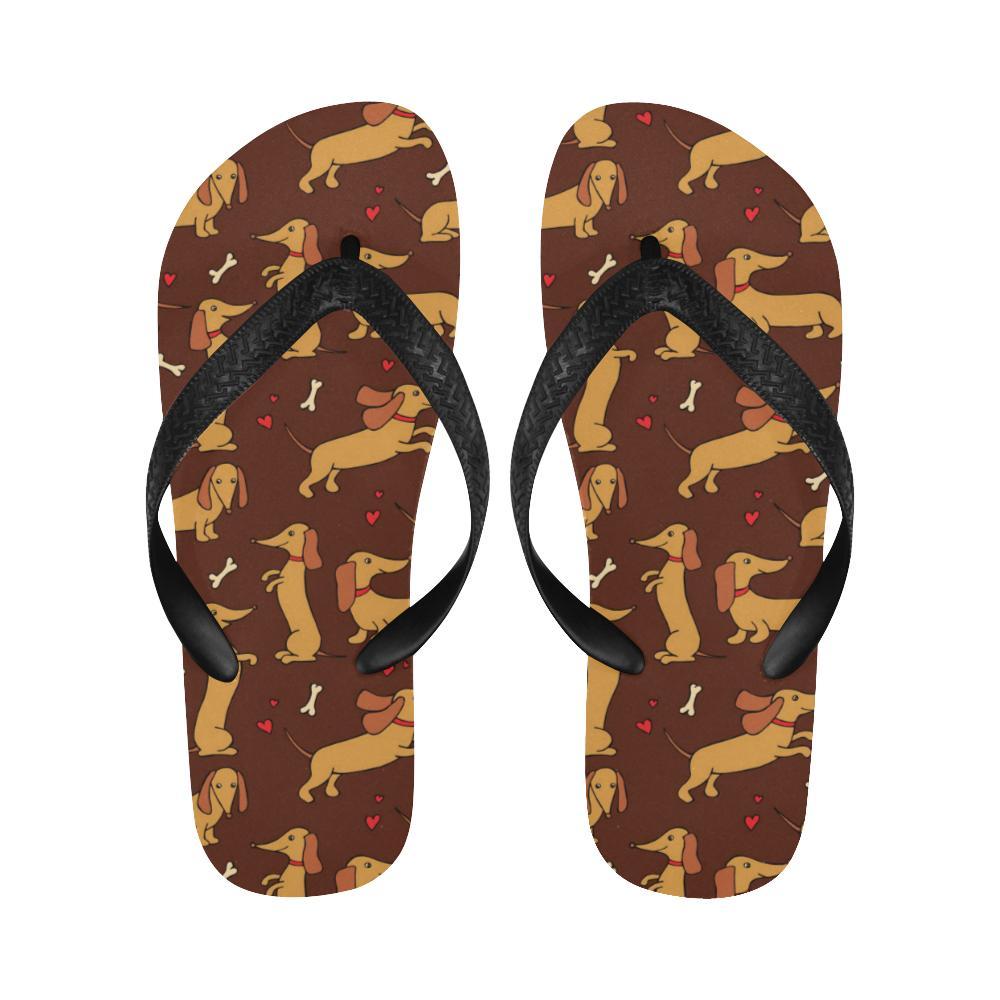 Dachshund Happy Print Pattern Flip Flops-JTAMIGO.COM