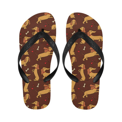Dachshund Happy Print Pattern Flip Flops-JTAMIGO.COM