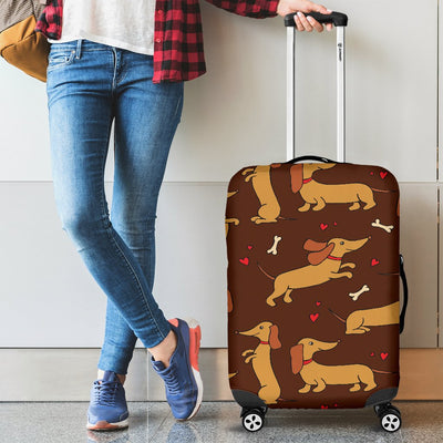Dachshund Happy Print Pattern Luggage Cover Protector