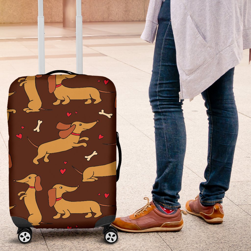 Dachshund Happy Print Pattern Luggage Cover Protector