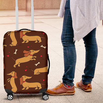 Dachshund Happy Print Pattern Luggage Cover Protector