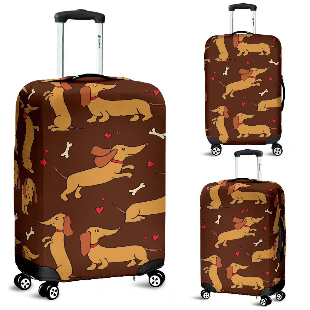 Dachshund Happy Print Pattern Luggage Cover Protector