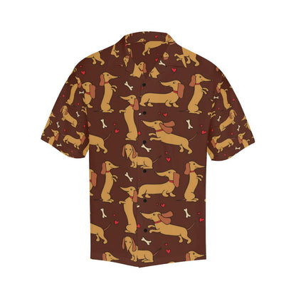 Dachshund Happy Print Pattern Men Aloha Hawaiian Shirt