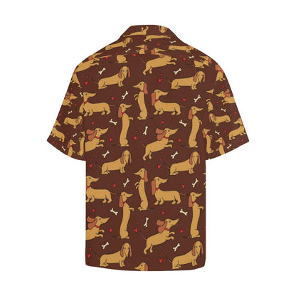 Dachshund Happy Print Pattern Men Aloha Hawaiian Shirt