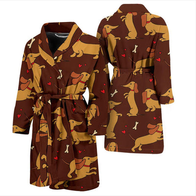 Dachshund Happy Print Pattern Men Bath Robe-JTAMIGO.COM