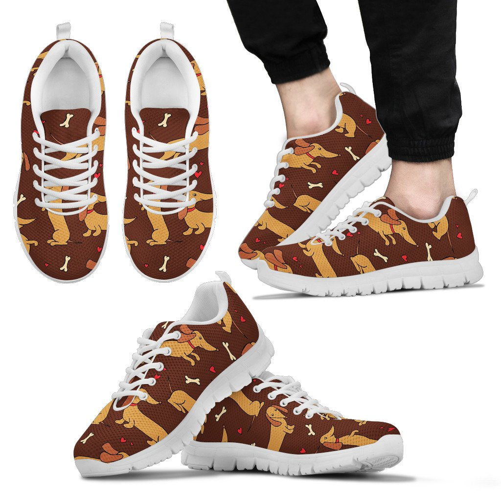 Dachshund Happy Print Pattern Men Sneakers Shoes