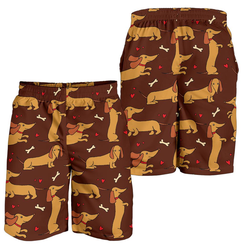 Dachshund Happy Print Pattern Mens Shorts-JTAMIGO.COM
