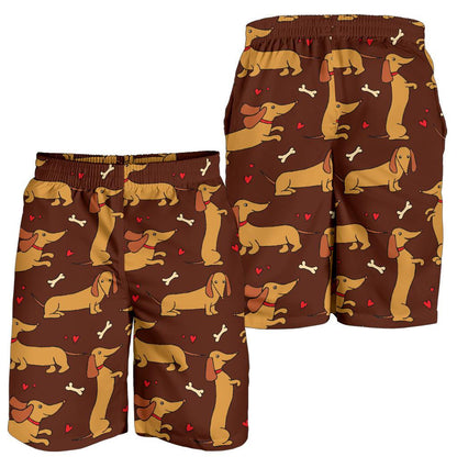 Dachshund Happy Print Pattern Mens Shorts-JTAMIGO.COM