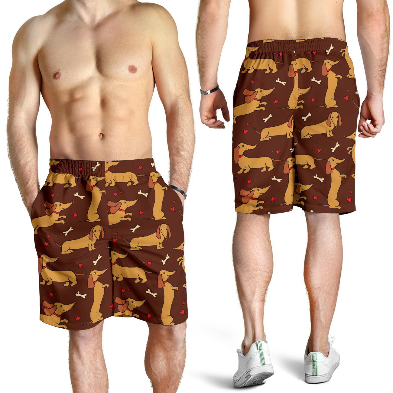 Dachshund Happy Print Pattern Mens Shorts-JTAMIGO.COM