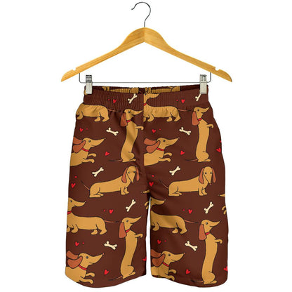 Dachshund Happy Print Pattern Mens Shorts-JTAMIGO.COM