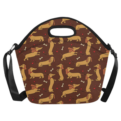 Dachshund Happy Print Pattern Neoprene Lunch Bag (Model 1669)(Large)-JTAMIGO.COM