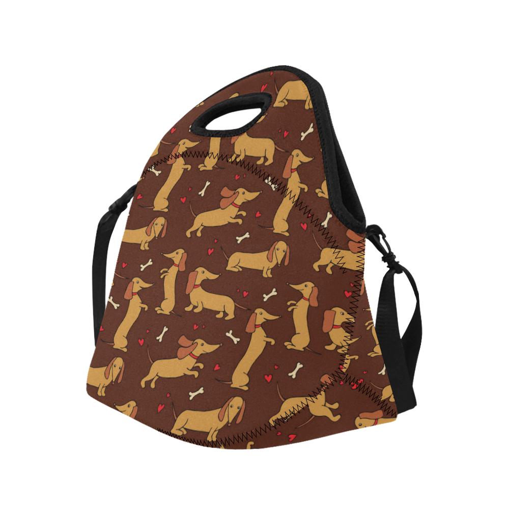 Dachshund Happy Print Pattern Neoprene Lunch Bag (Model 1669)(Large)-JTAMIGO.COM