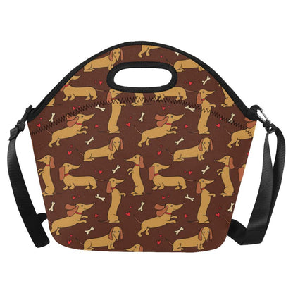 Dachshund Happy Print Pattern Neoprene Lunch Bag (Model 1669)(Large)-JTAMIGO.COM